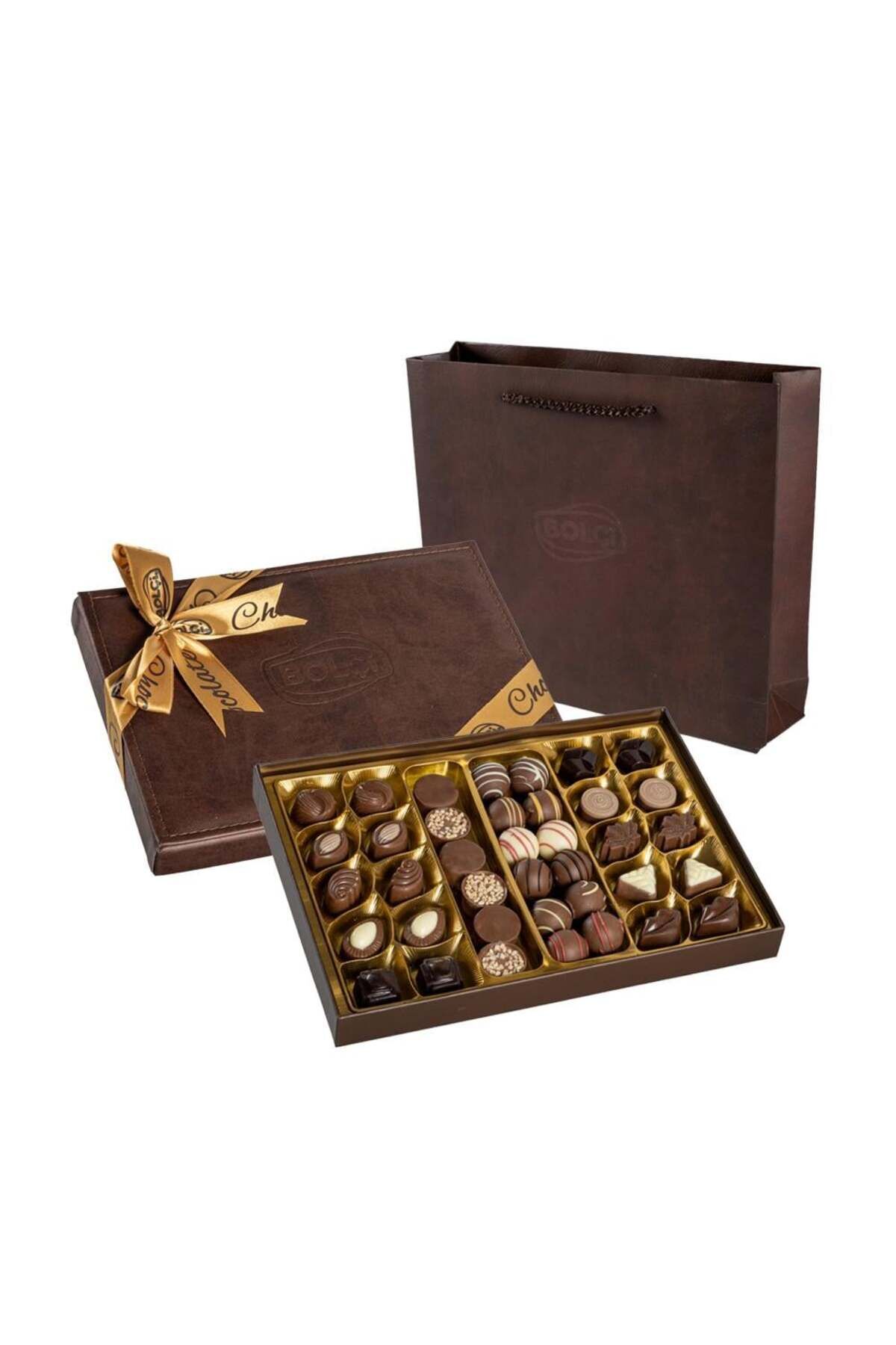 Deri Kahverengi Hediye Çikolata Kutu 500g