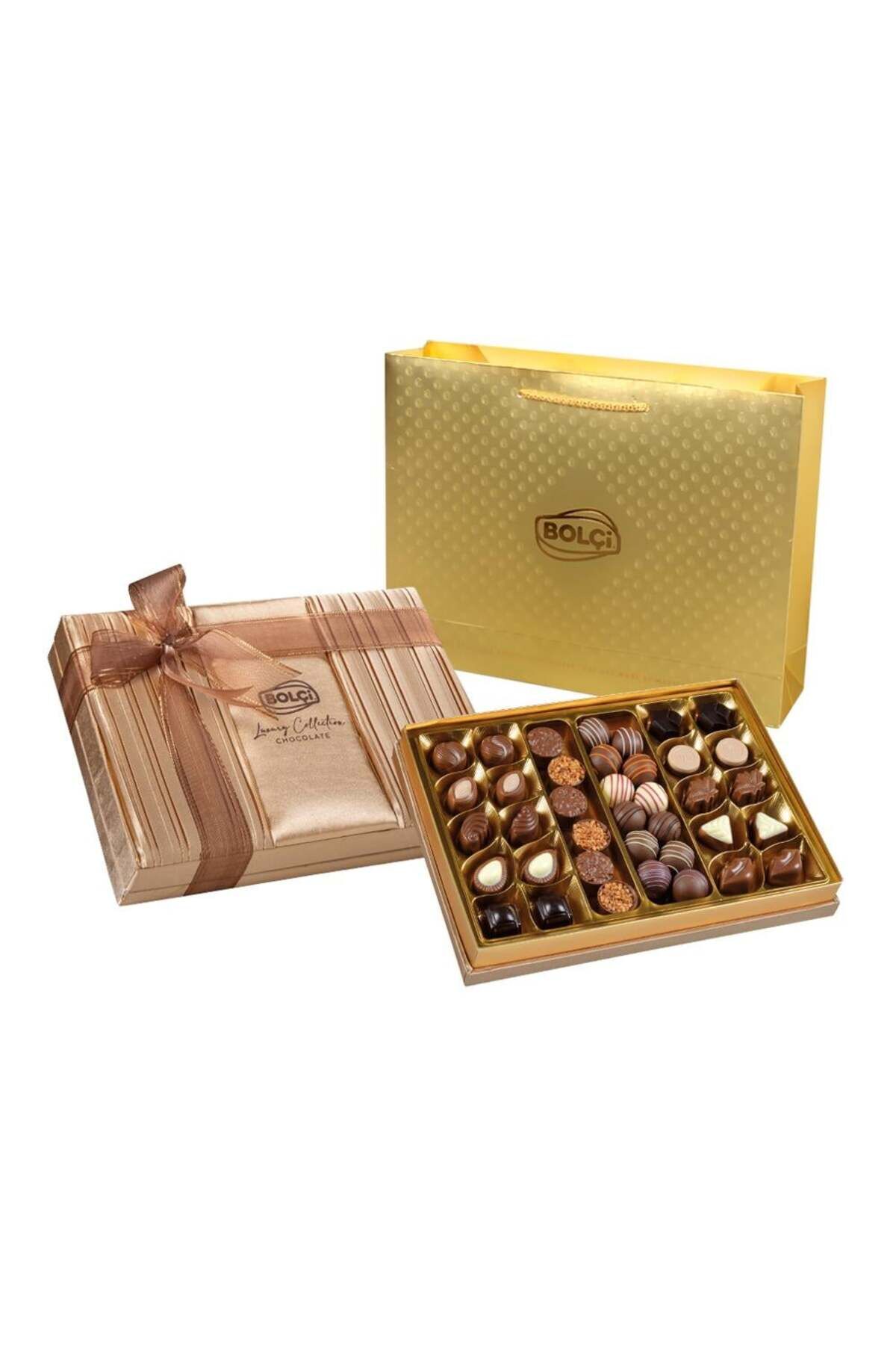 Saten Altın Hediye Çikolata Kutu 500g