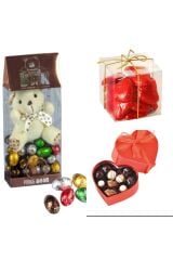 Pookıe Bear Oyuncaklı Sütlü Çikolata 130 gr + Küp Mini Kalp 100 gr +küçük Kalp 125 gr