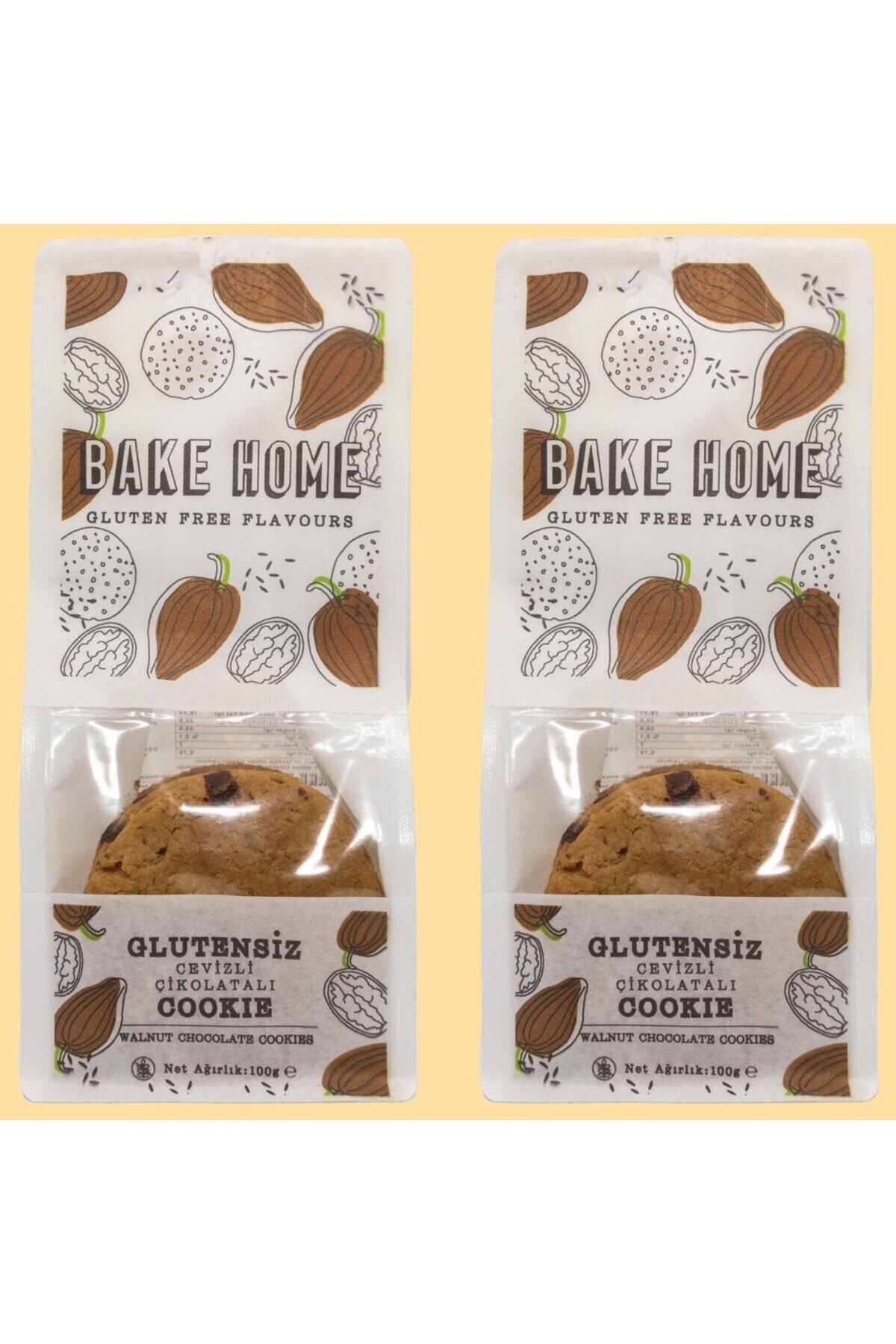 Glutensiz Cevizli - Çikolatalı Cookie 80 Gr - 2 Adet
