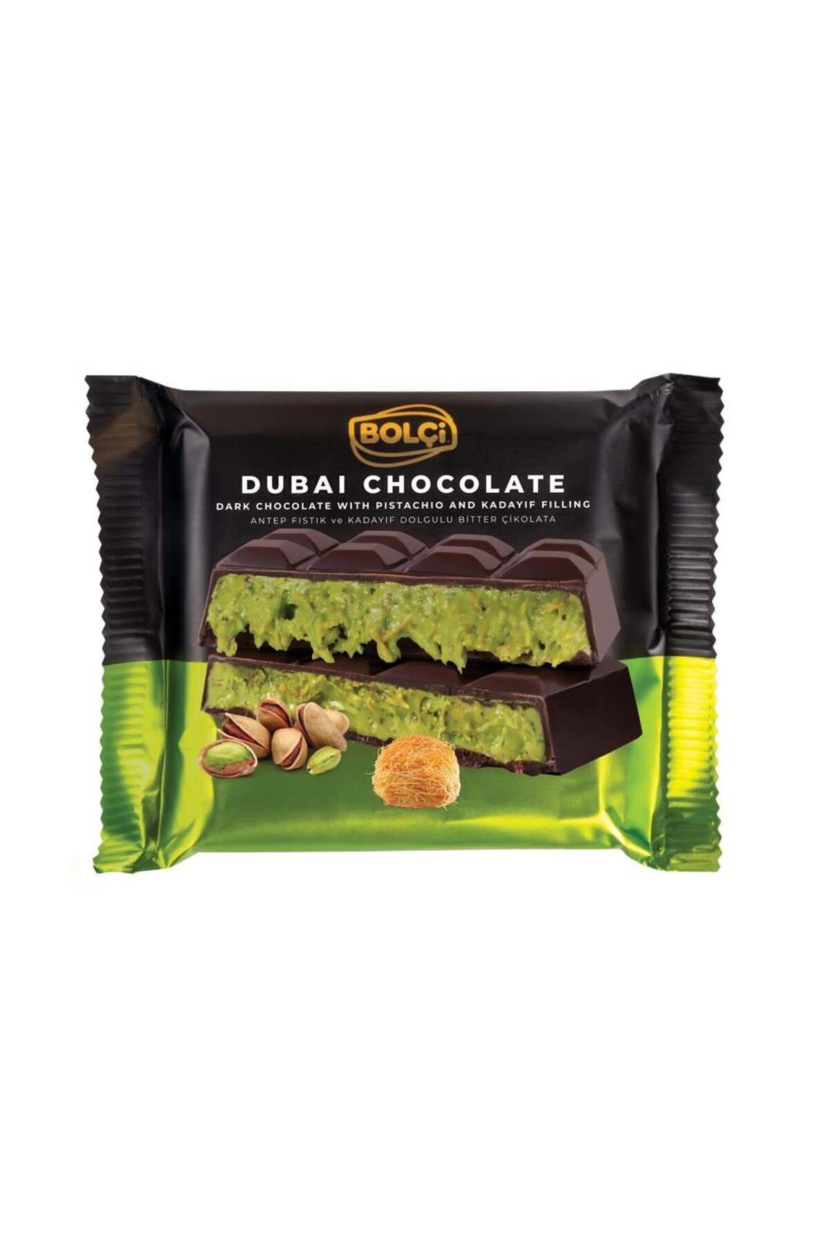 Dubai Çikolatası Fıstıklı Kadayıf Dolgulu Bitter Çikolata 100g