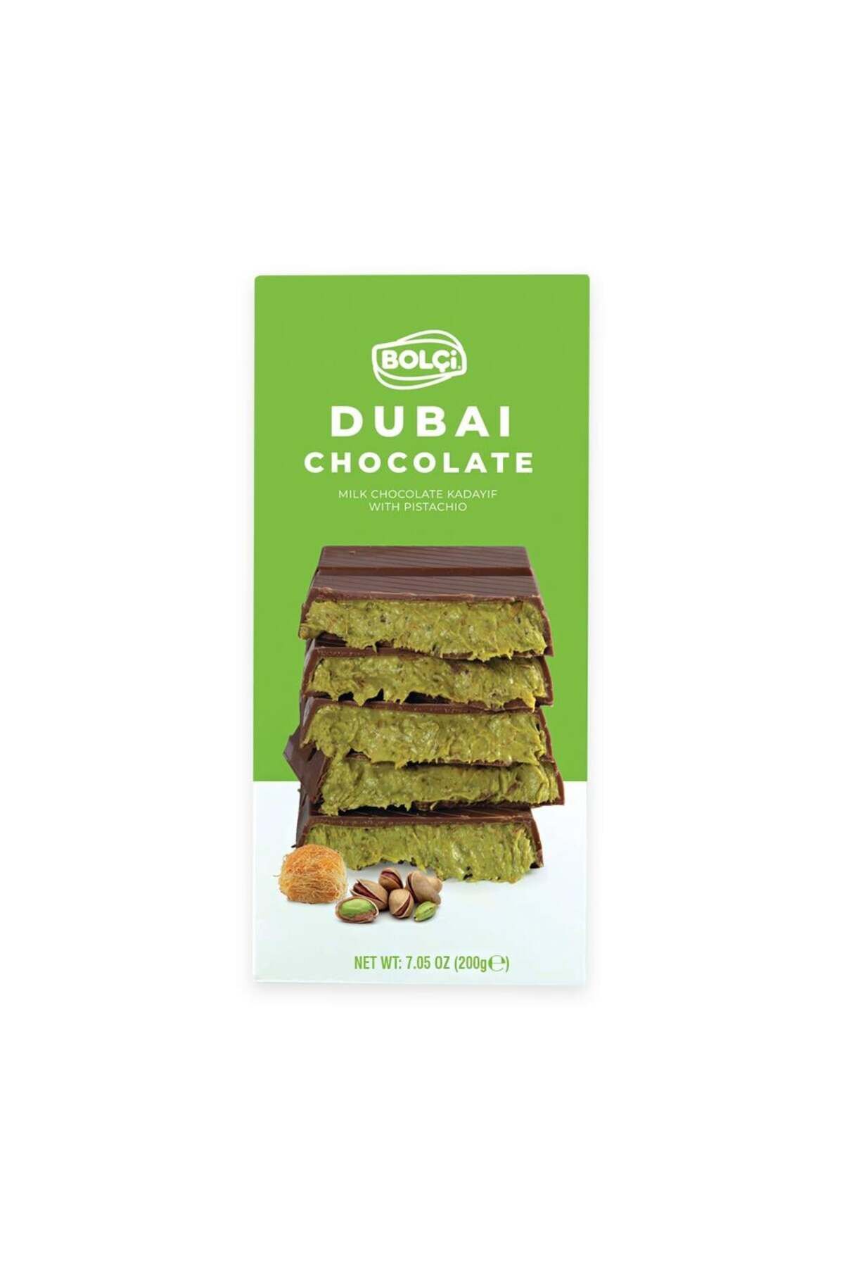 Dubai Çikolatası Fıstıklı Kadayıf Dolgulu Sütlü Çikolata 200g