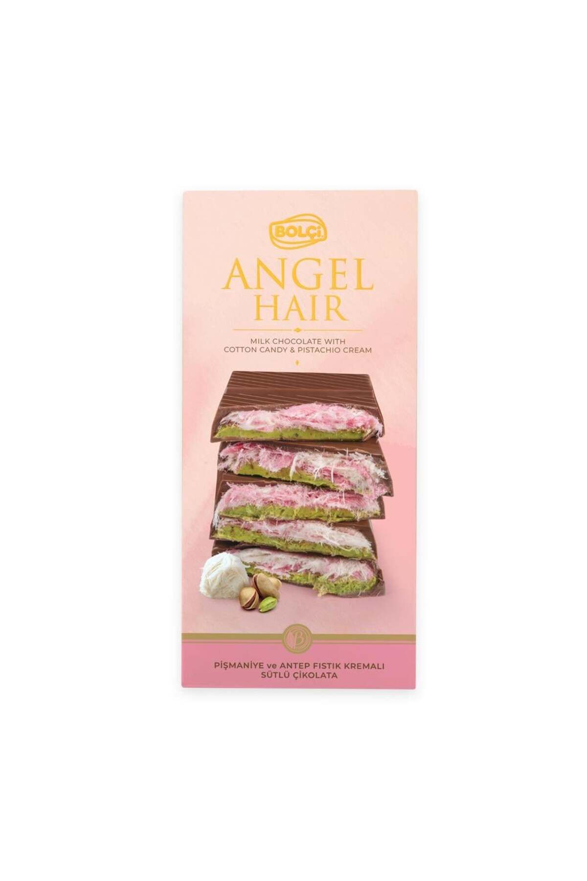 Pişmaniyeli ve Antep Fıstık Kremalı Sütlü Angel Hair Çikolata 170g