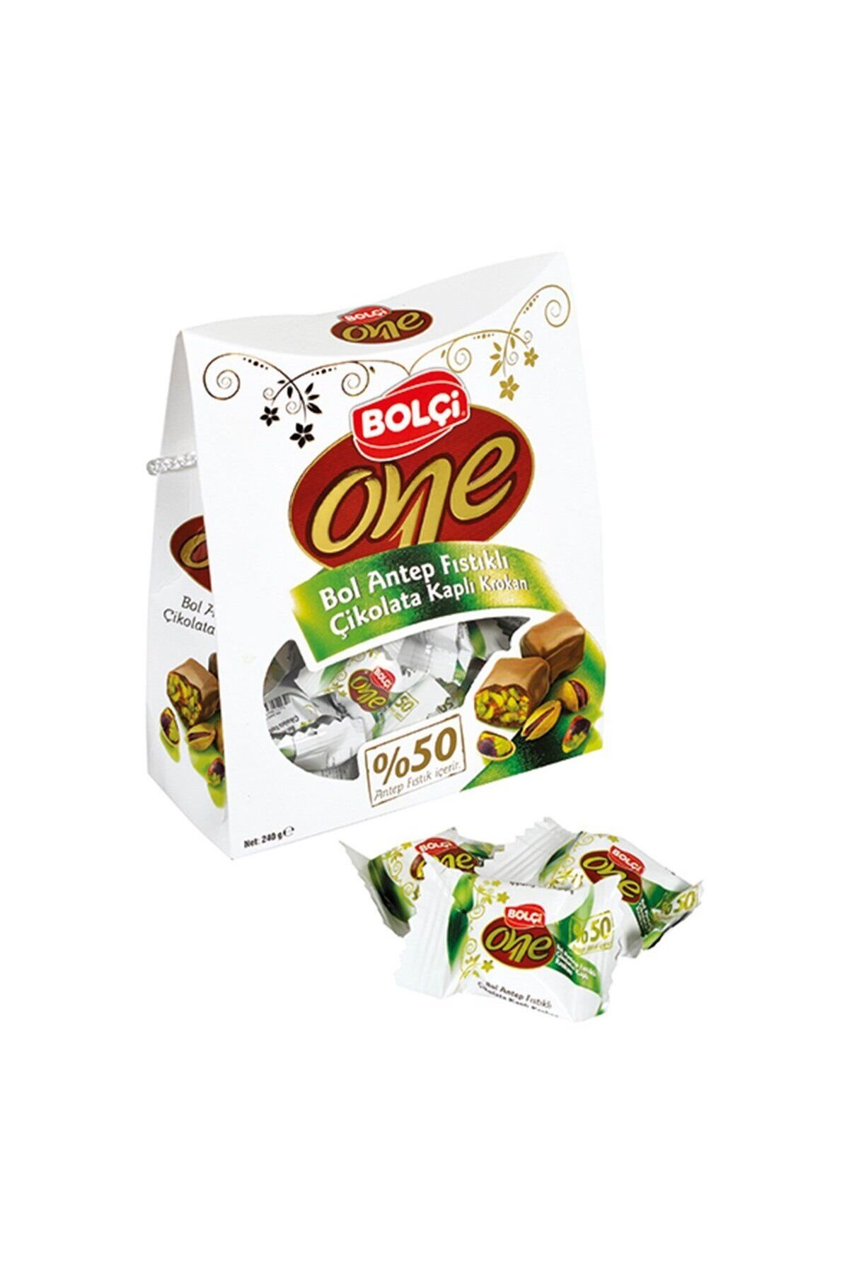 One Sütlü Antep Fıstıklı Bolu Çikolatası 240g