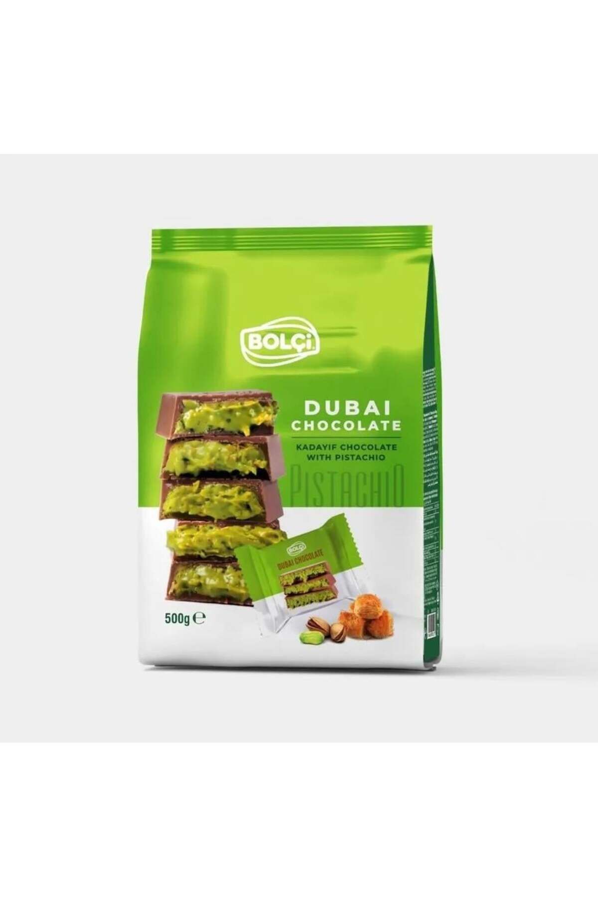 Dubai Çikolatası Fıstıklı Kadayıf Dolgulu 16g Flowpack 500 g Poşetli
