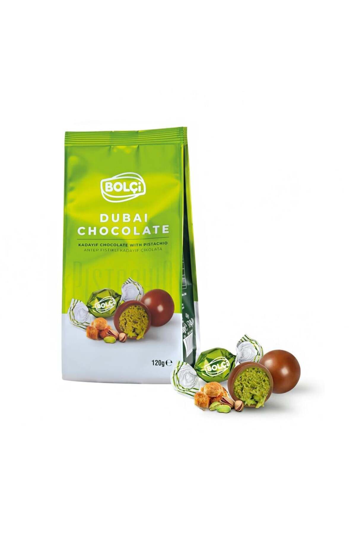 Dubai Çikolatası Fıstıklı Kadayıf Dolgulu Sütlü Top Çikolata 120 g