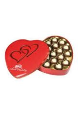 Kalp Kutu Çikolata 240 gr Parlak Metal Kutu