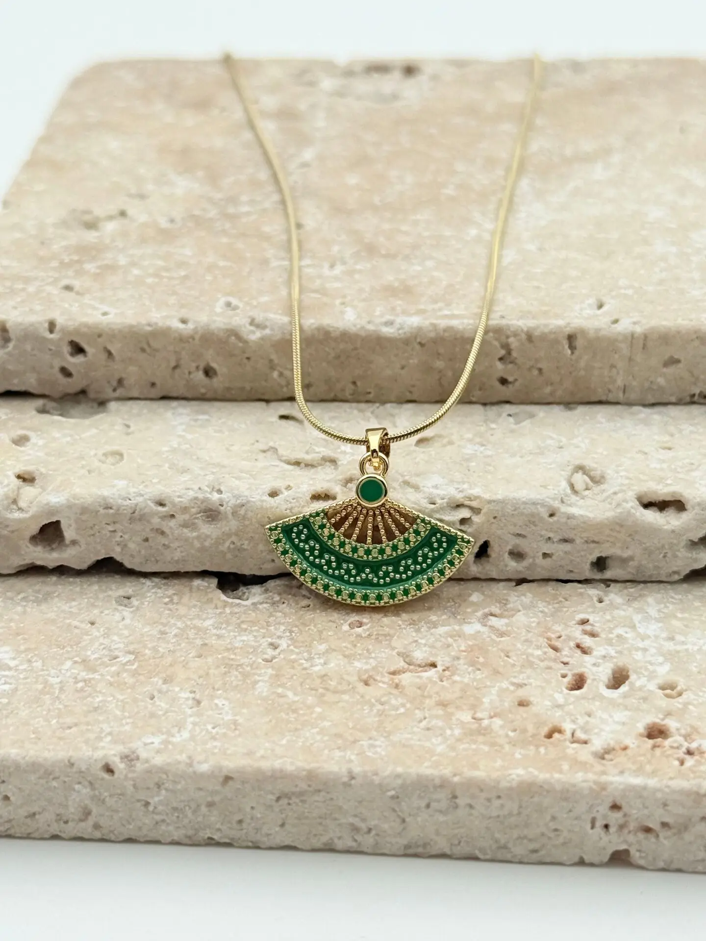 Çelik Yelpaze Kolye // KOLYE-5731