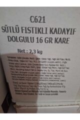 SÜTLÜ FISTIKLI KADAYIF DOLGULU DUBAİ ÇİKOLATASI 16 GR KARE  250 gr