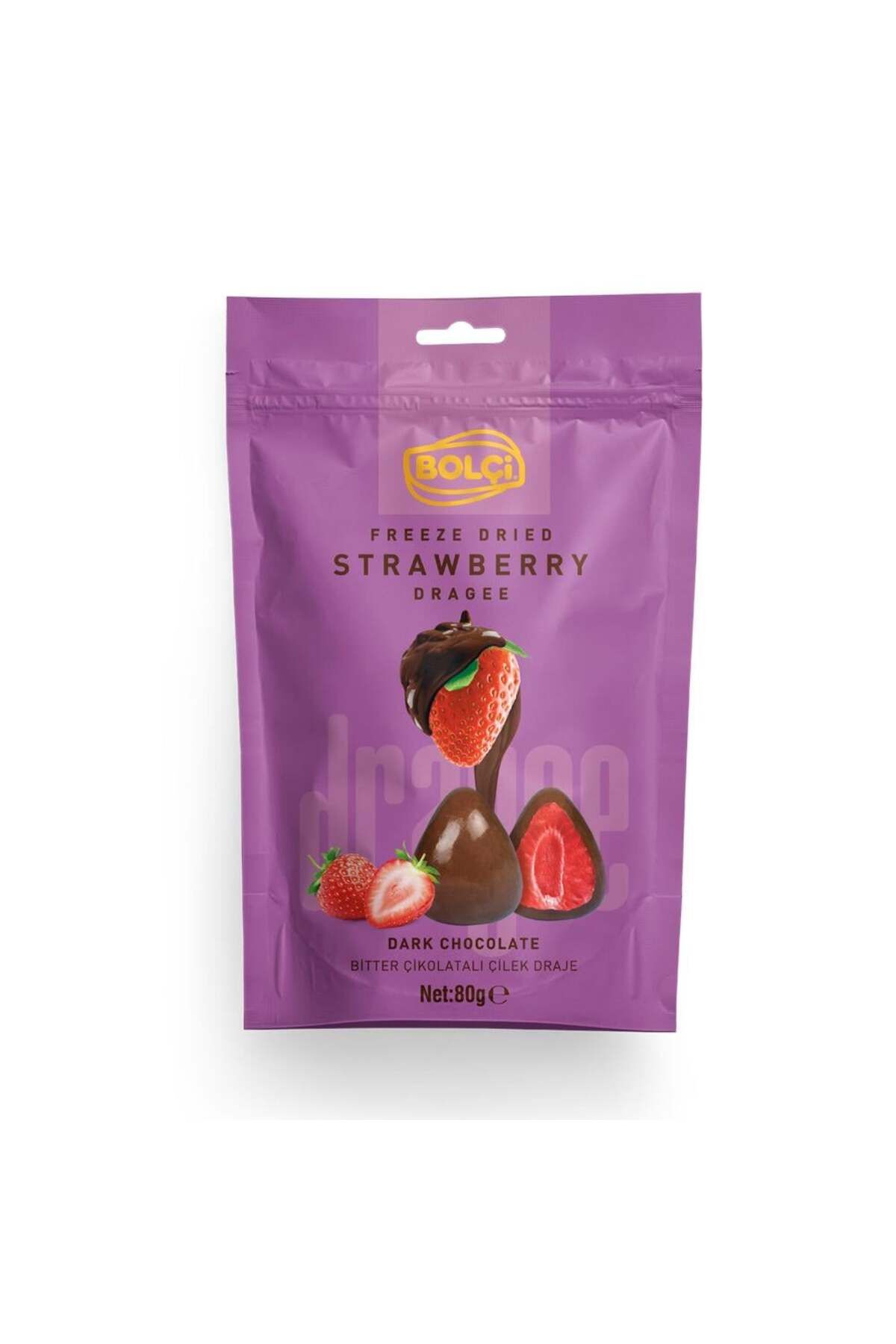 Bitter Çikolatalı Çilek Draje 80g
