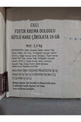FISTIK KREMA DOLGULU SÜTLÜ KARE ÇİKOLATA (15 GR) 500 gr