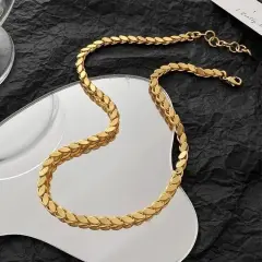 Çelik Arpa Zincir 45cm Koyu Renk Küçük Pullu // KOLYE-1123