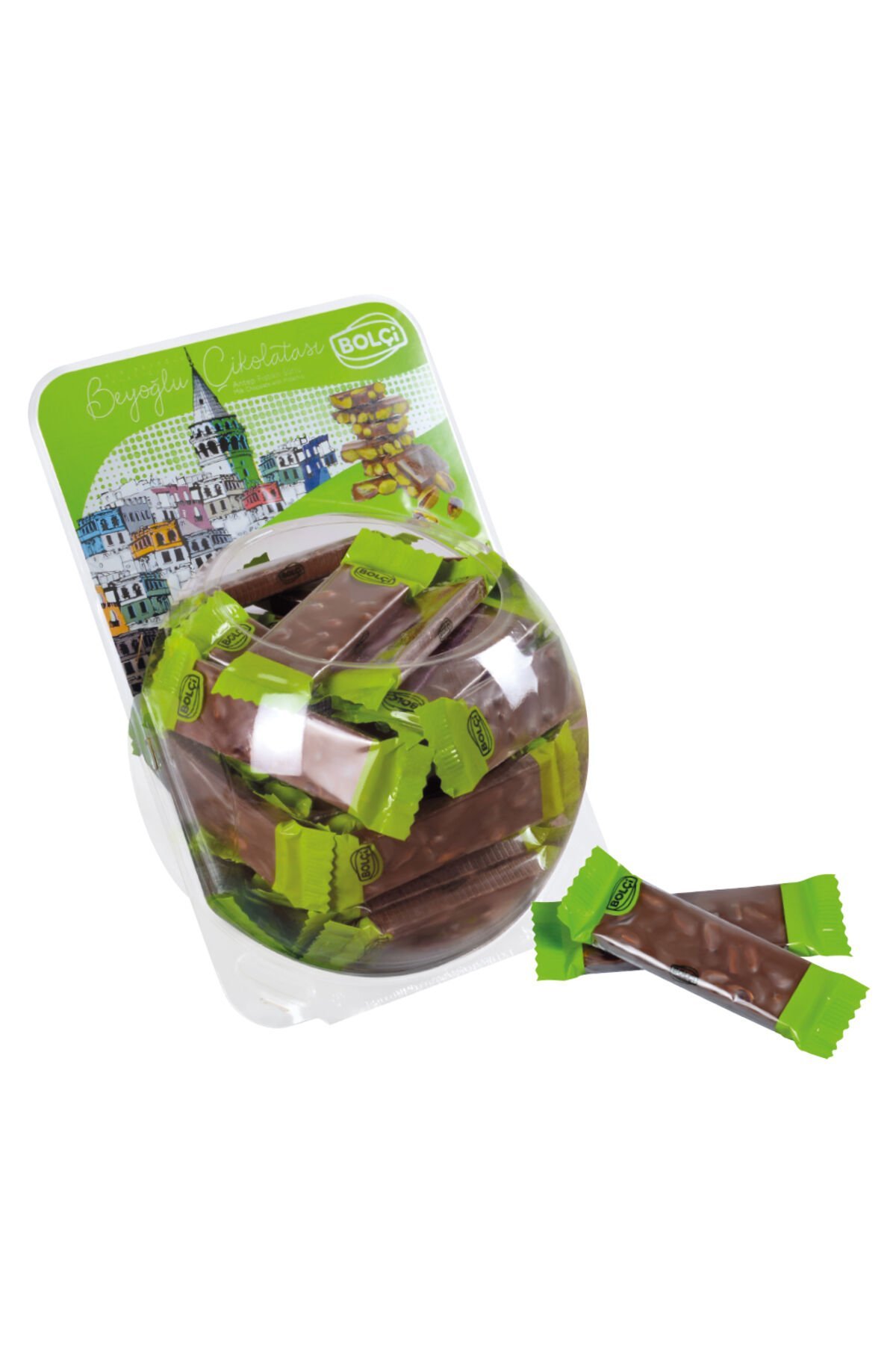 SÜTLÜ ANTEP FISTIKLI BEYOĞLU ÇİKOLATASI 25 GR 45 adet