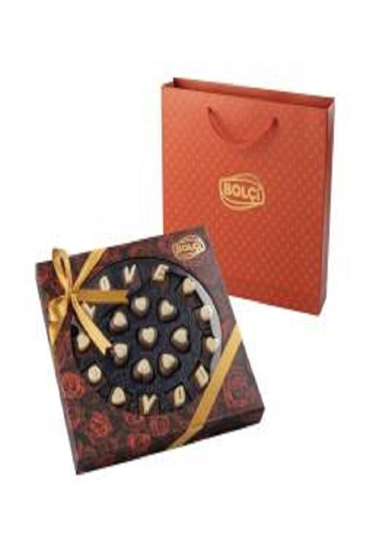 Kalp Çikolatalı Harf Kutu 180 Gr (gül Desenli)