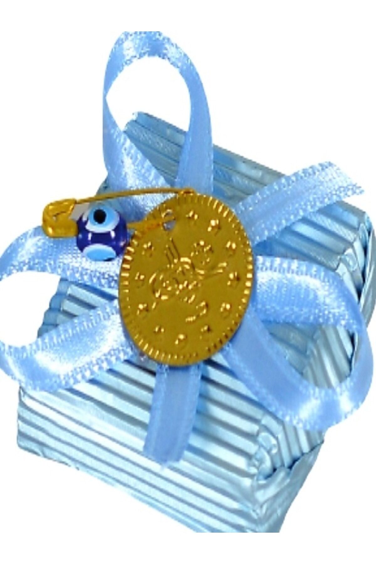 Dekorlu Kare Altın Mavi 750 Gr