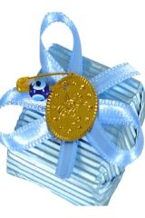 Dekorlu Kare Altın Mavi 750 Gr