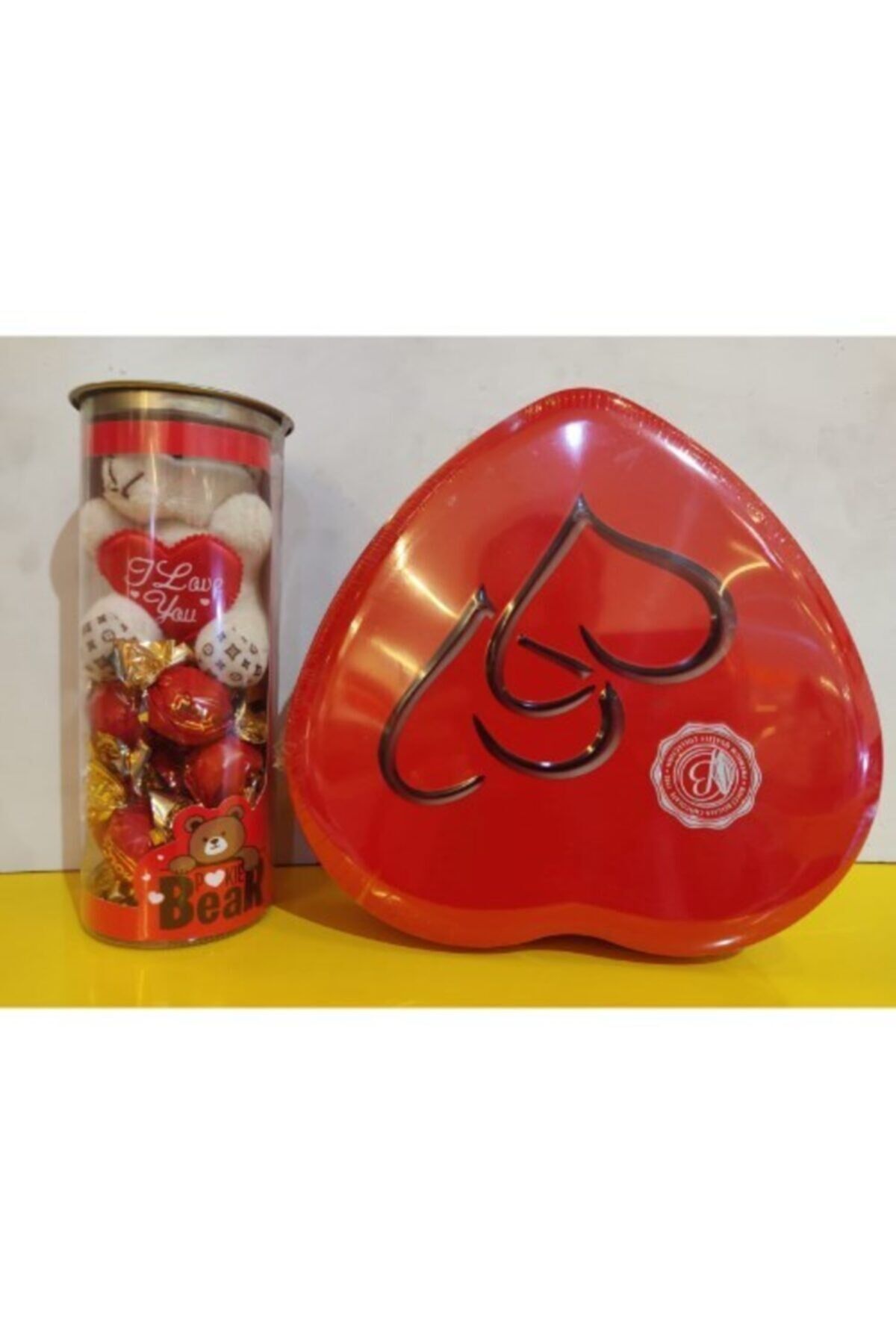 Teneke Kalp Çikolata Kutu 240gr & Pookie Bear Love Çikolata 120gr