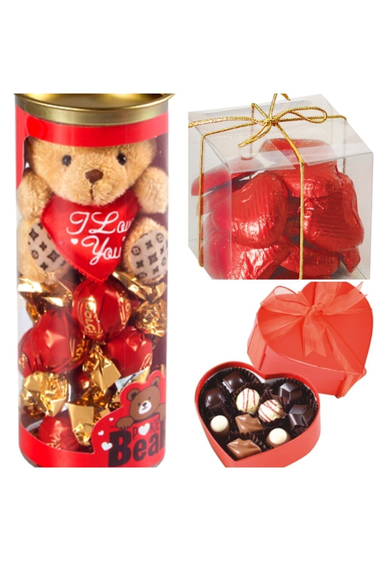 Küçük Kalp 125 Gr + Pookie Bear 120 Gr (love)+ Küp Mini Kalp 100 Gr