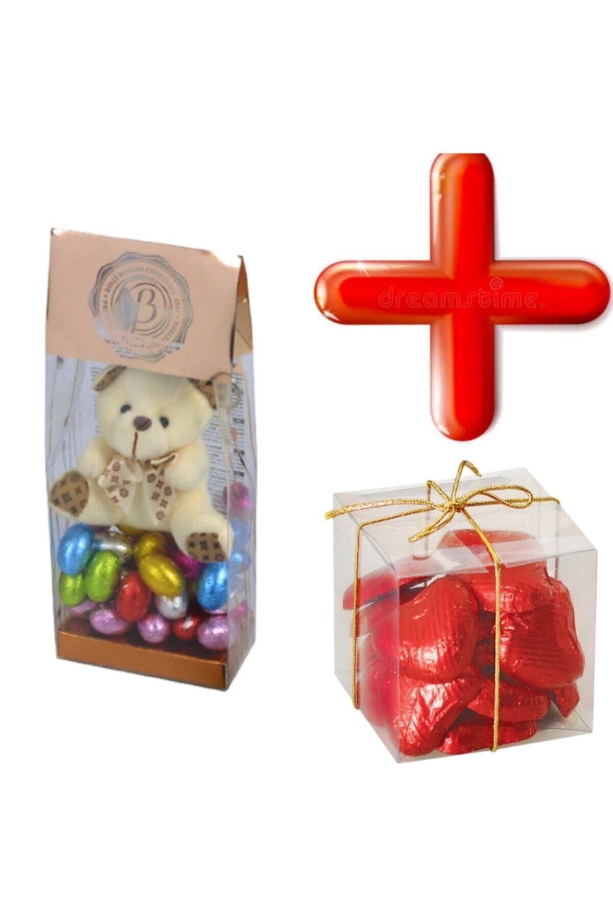 Pookıe Bear Oyuncaklı Sütlü Çikolata 130 gr Ve Küp Mini Kalp Kutu 100 gr