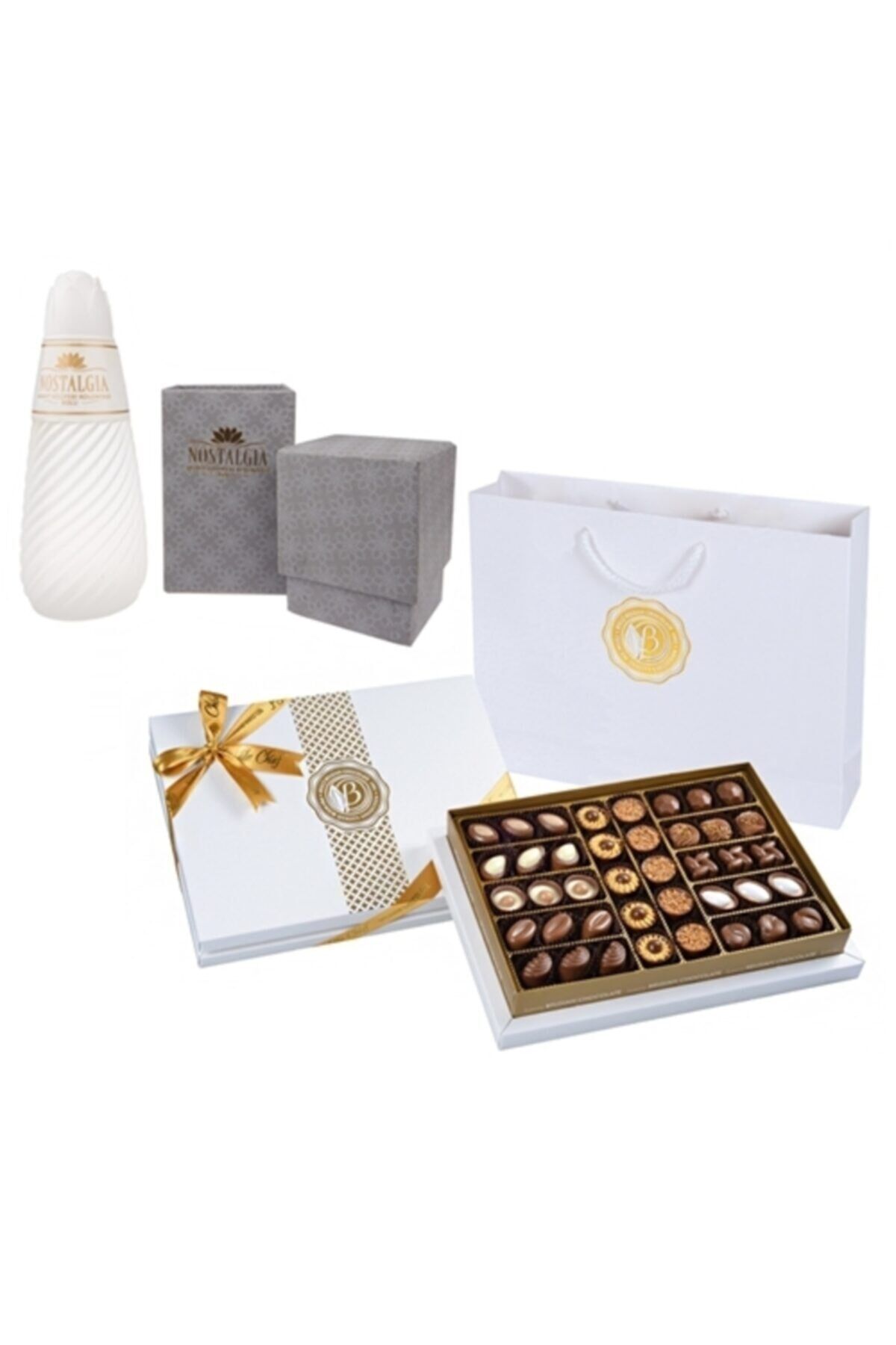 Diamond Beyaz Hediye Çikolata Kutu ve Abant Nilüferi Kolonyası